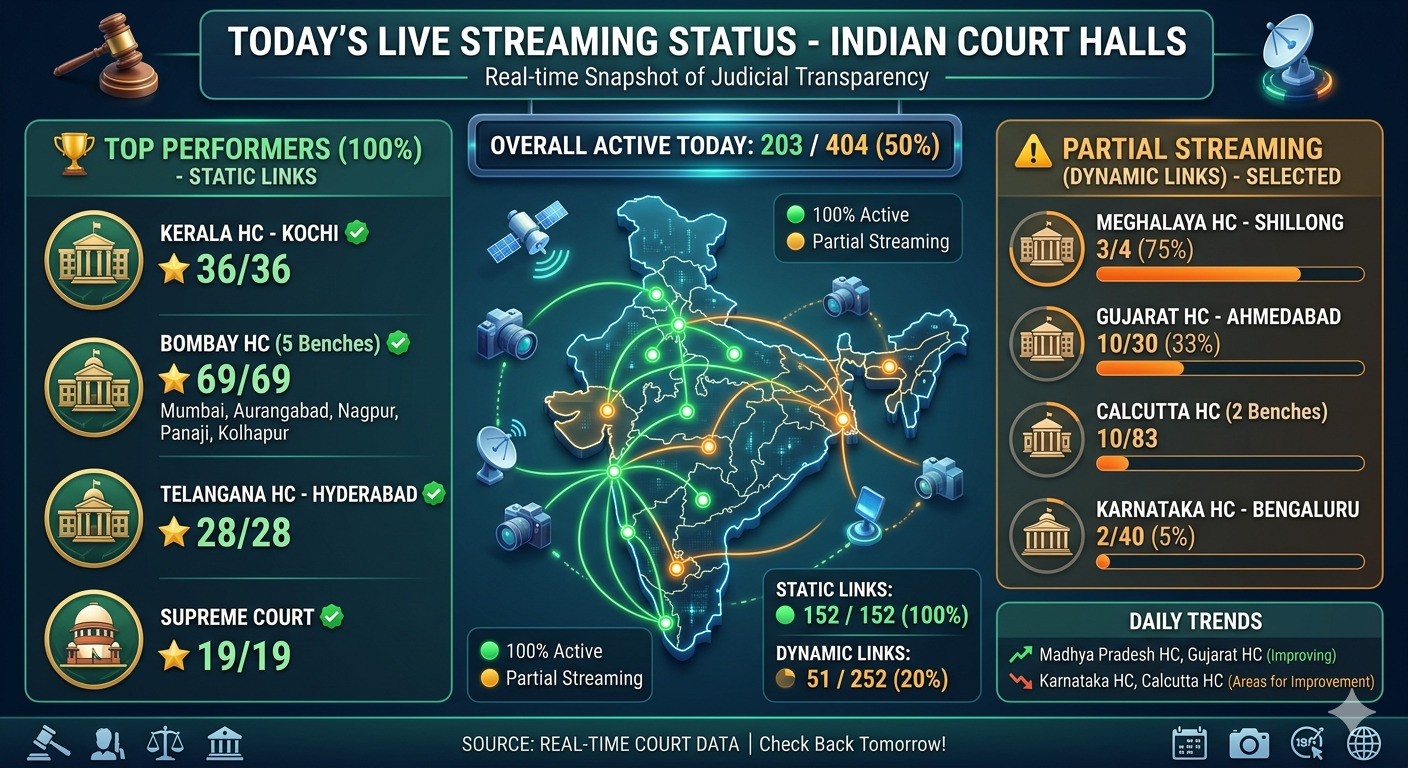  Today’s Live Streaming Status – Court Halls Active Across India